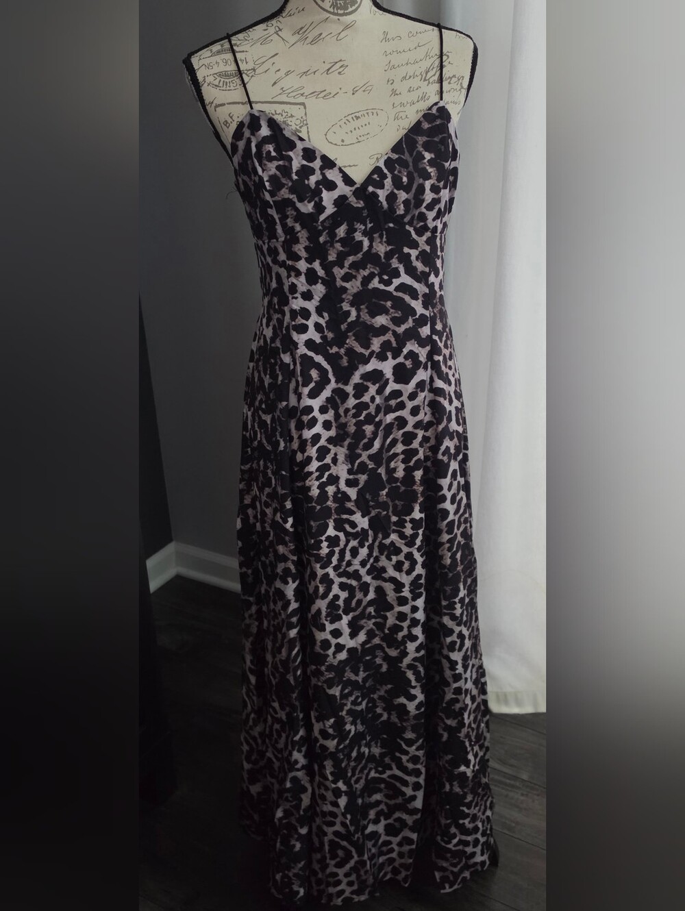 Leopard Print Slip Maxi Dress - Taupe/Black - Picture 3 of 8